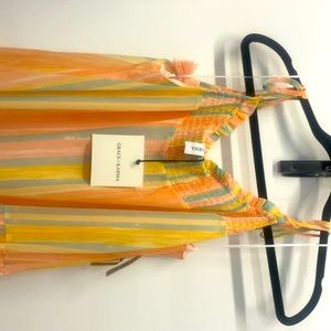 Striped maxi dress mostly peach color
